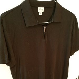 Armani Collezioni Men's Black Silk Polo